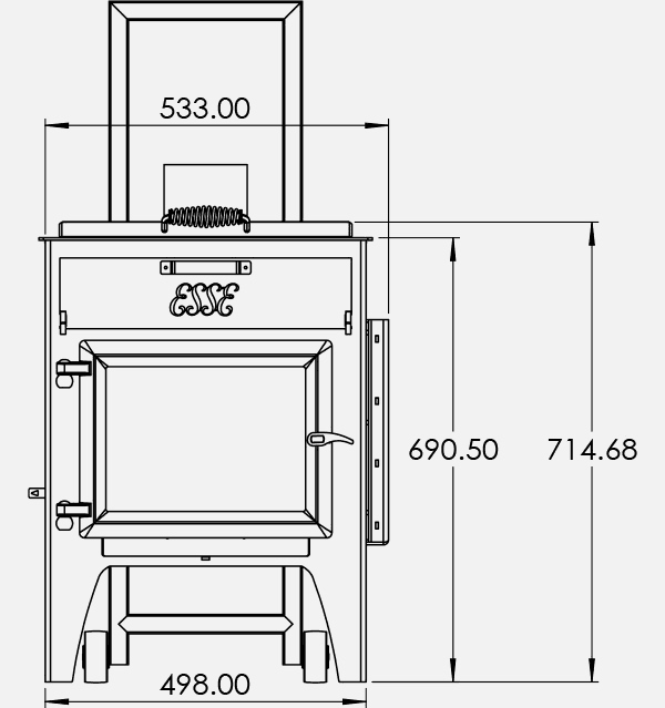 esse garden stove dimensions front view