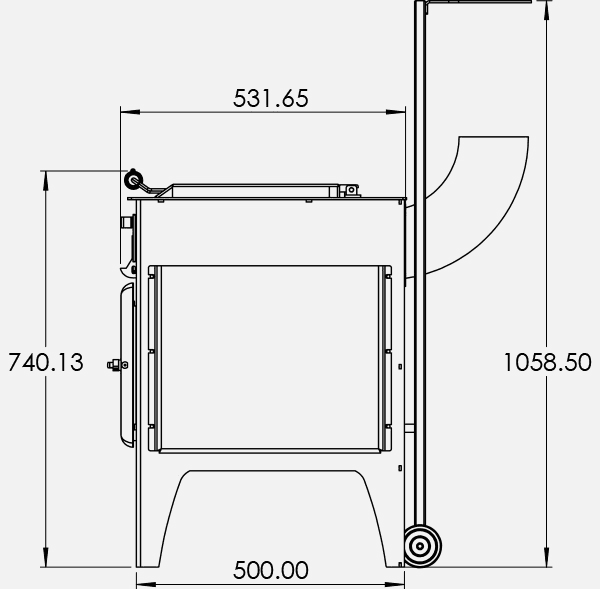 esse garden stove dimensions side view